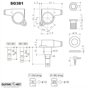 NEW Gotoh SG381-05P1 HAPM 6 in line Tuners Adj. Posts OVAL PEARL Buttons, CHROME