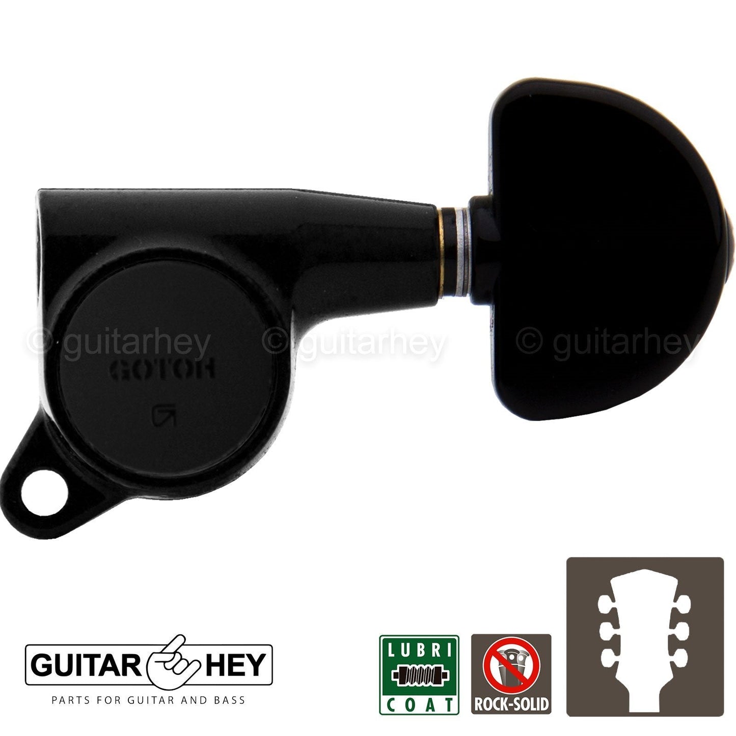 NEW Gotoh SG381-20 TUNING KEYS SET L3+R3 Grover Style Button Tuners 3x3 - BLACK