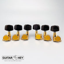 Load image into Gallery viewer, NEW Gotoh SG381 L3+R3 Tuners w/ Large Ergonomic EBONY Buttons 3x3 - GOLD