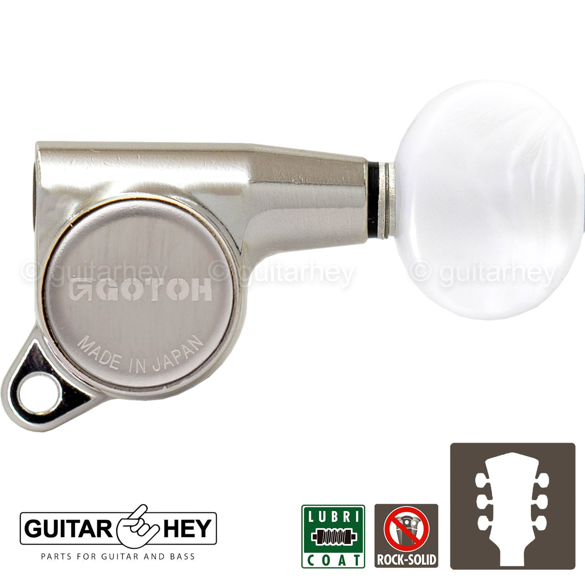 NEW Gotoh SG381-05P1 Guitar Tuning L3+R3 Oval Plastic Buttons Set 3x3 - NICKEL