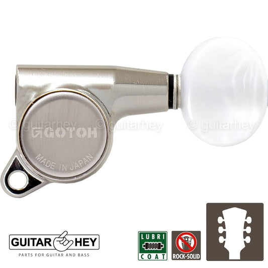 NEW Gotoh SG381-05P1 Guitar Tuning L3+R3 Oval Plastic Buttons Set 3x3 - NICKEL