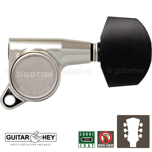 NEW Gotoh SG381-EN01 Guitar Tuning L3+R3 LARGE Ebony Buttons Set 3x3 - NICKEL