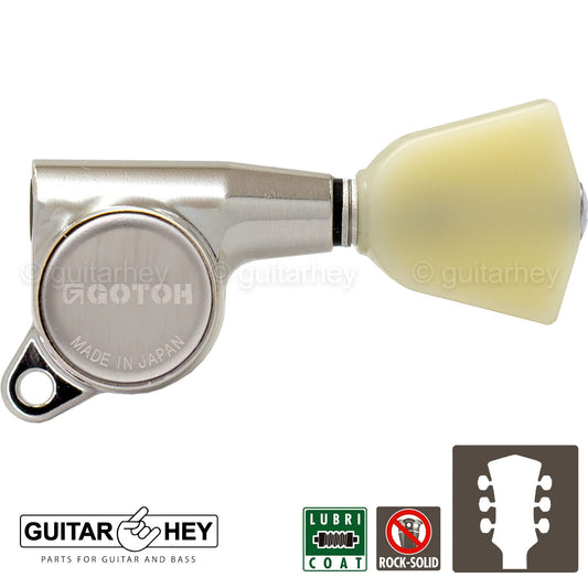 NEW Gotoh SG381-P4N Guitar Tuning L3+R3 KEYSTONE Plastic Buttons Set 3x3, NICKEL