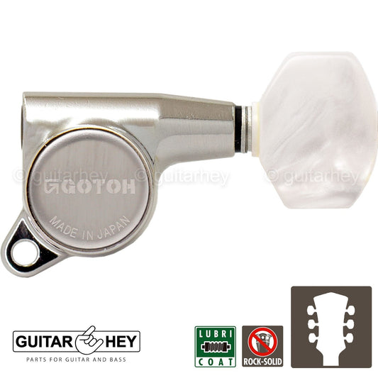 NEW Gotoh SG381-P7 Guitar Tuning L3+R3 PEARLOID Plastic Buttons Set 3x3 - NICKEL