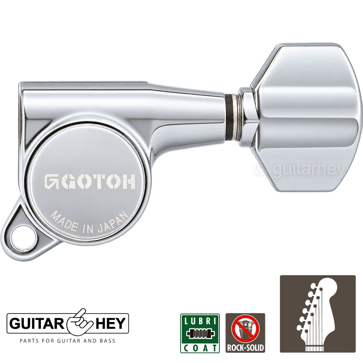 NEW Gotoh SG381-07 L6 Set 6 in line Mini Tuners w/ screws Right Handed - CHROME