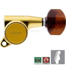 Load image into Gallery viewer, NEW Gotoh SG381 Tuners Set 6 in line Keys TORTOISE Buttons Right Hand - GOLD