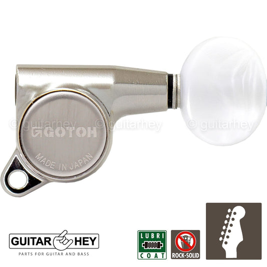NEW Gotoh SG381-05P1 Sealed 6 in Line Mini Guitar Tuners Set PEARL 16:1 - NICKEL