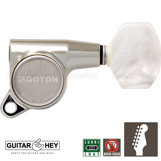 NEW Gotoh SG381-P7 Sealed 6 in Line Mini Guitar Tuners Set PEARL 16:1 - NICKEL