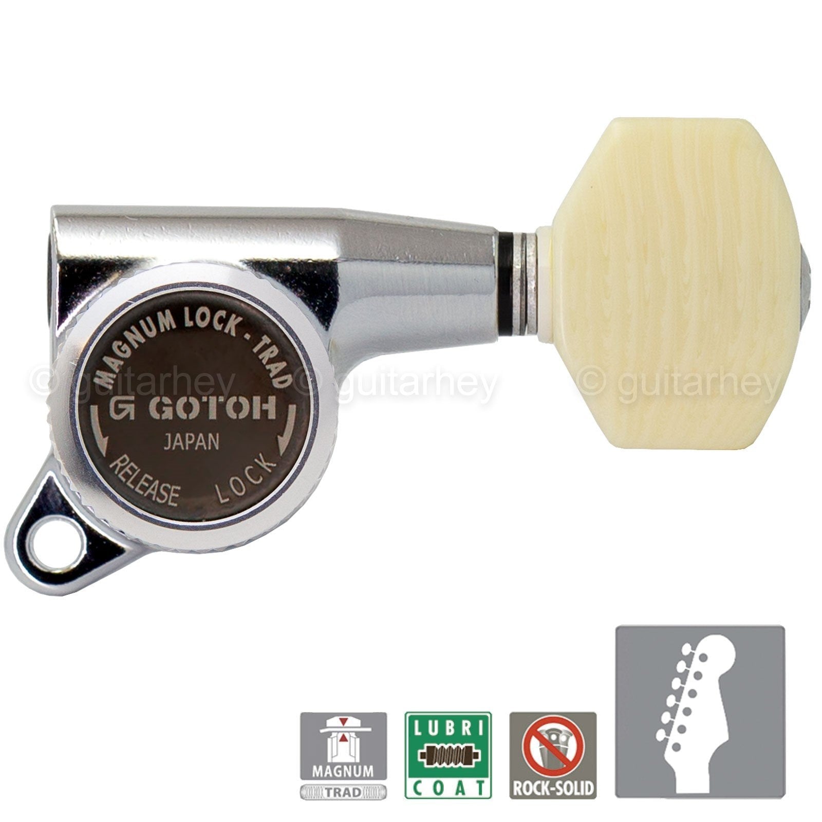 NEW Gotoh SG381-M07 MGT 6 in Line Set Locking Tuners IVORY NEW Gotoh SG381-M07 MGT 6 in Line Set Locking Tuners IVORY