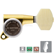 Carregar imagem no visualizador da galeria, NEW Gotoh SG381-M07 MGT 6 in Line Set Locking Tuners IVORY Style Buttons - GOLD