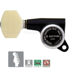 Load image into Gallery viewer, NEW Gotoh SG381-M07 MGT 6 in Line Set Locking IVORY Buttons LEFT-HANDED - BLACK