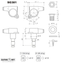 Load image into Gallery viewer, NEW Gotoh SG381-EN07 MG Locking Tuners 6-In-Line Keys w/ EBONY Buttons - CHROME