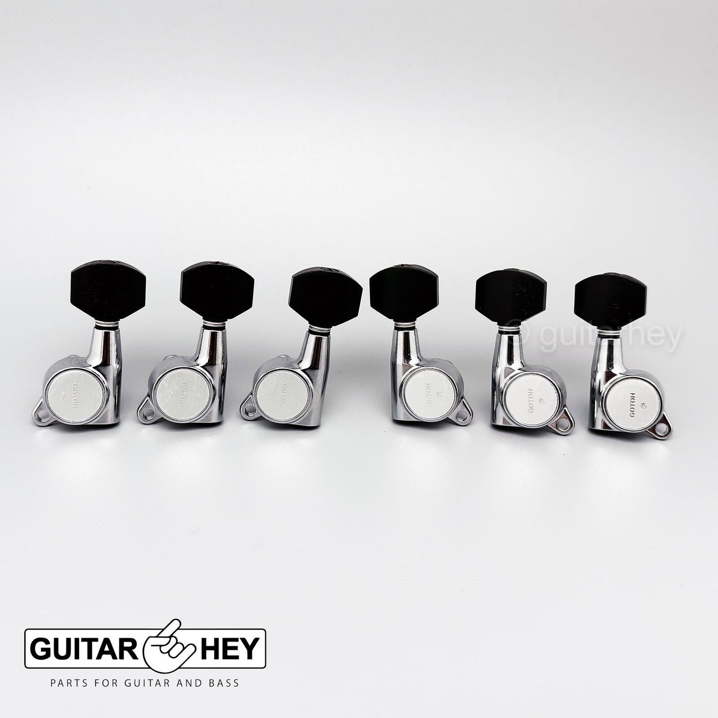 NEW Gotoh SG381-EN07 MG Locking Tuners L3+R3 w/ Small EBONY Buttons 3x3 - CHROME