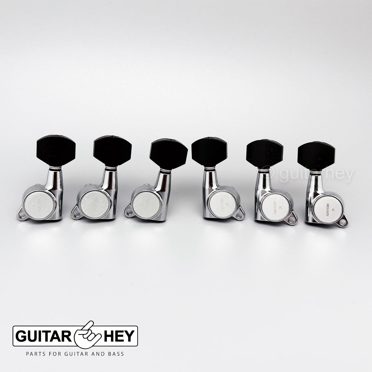 NEW Gotoh SG381-EN07 Guitar Tuning L3+R3 w/ Small EBONY Buttons Set 3x3 - CHROME