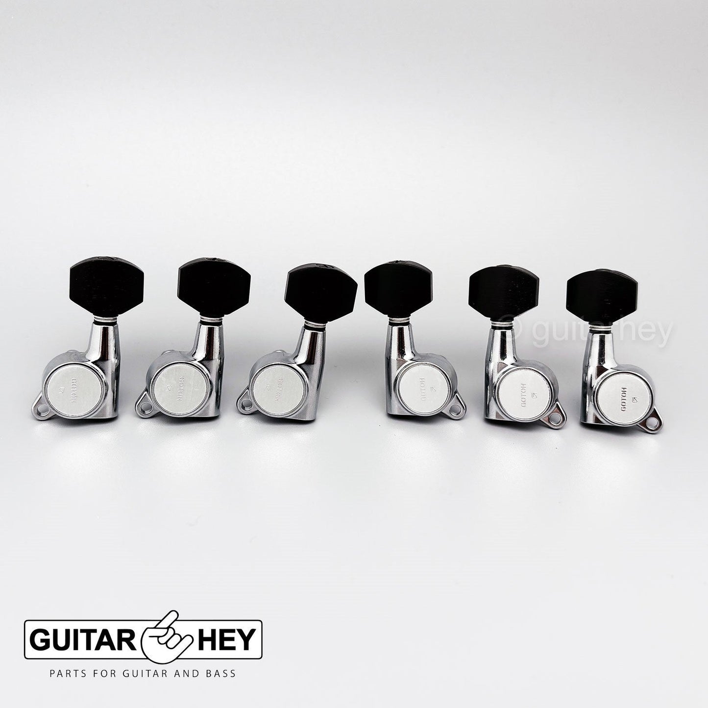 NEW Gotoh SG381-EN07 MG Locking Tuners L3+R3 w/ Small EBONY Buttons 3x3 - CHROME