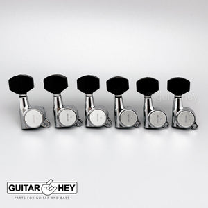 NEW Gotoh SG381-EN07 MG Locking Tuners 6-In-Line Keys w/ EBONY Buttons - CHROME