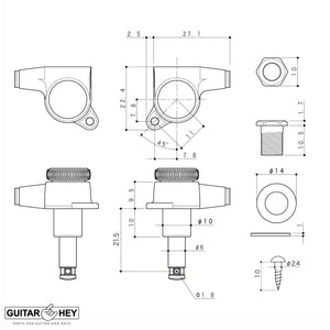 NEW Gotoh SG381-07 MGT L3+R3 Set Locking EX-LONG 21.5mm Tuners Keys 3x3 - BLACK