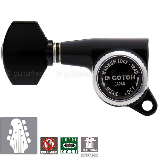 NEW Gotoh SG381-07 MGT L2+R4 Set Mini Locking Tuners Tuning Keys 2x4 - BLACK