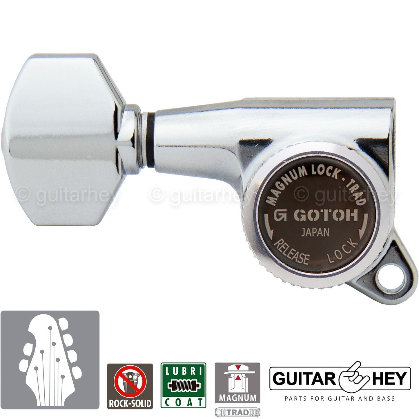 NEW Gotoh SG381-07 MGT L2+R4 Set Mini Locking Tuners Tuning Keys 2x4 - CHROME