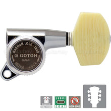Load image into Gallery viewer, NEW Gotoh SG381-M01 MGT Locking Tuners L3+R3 LARGE IVORY Buttons 3x3 - CHROME