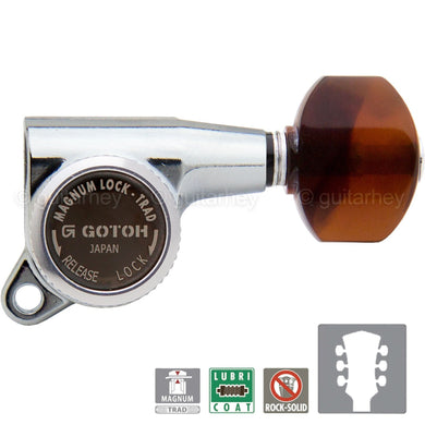 NEW Gotoh SG381 MGT TORTOISE Small Buttons MAGNUM LOCKING TRAD Set 3x3 - CHROME