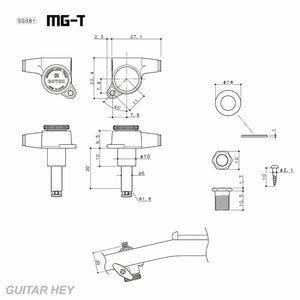 NEW Gotoh SG381-07 MGT 6 In-Line Set Locking Tuners NON-Staggered - BLACK