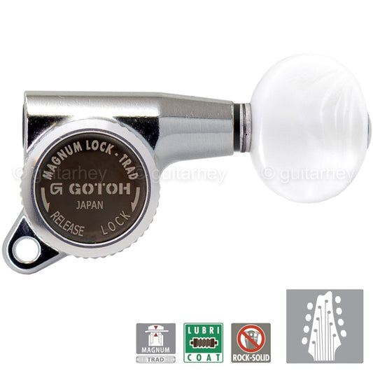 NEW Gotoh SG381 MGT Locking Tuners OVAL PEARL Buttons 8-String Set 4x4 - CHROME