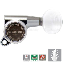 Load image into Gallery viewer, NEW Gotoh SG381 MGT Locking Tuners OVAL PEARL Buttons 8-String Set 4x4 - CHROME