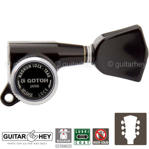 NEW Gotoh SG381-P4B MGT Locking Keys w/ Keystone Plastic Buttons Set 3x3 - BLACK