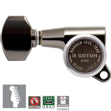 Gotoh SG381-07 MGT 6 In-Line Set MAGNUM Locking LEFT-HANDED - COSMO BLACK