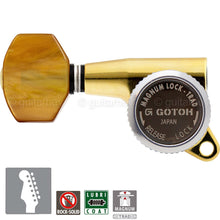 Load image into Gallery viewer, NEW Gotoh SG381-P8 MGT 6 in Line Set Locking AMBER Buttons LEFT-HANDED - GOLD