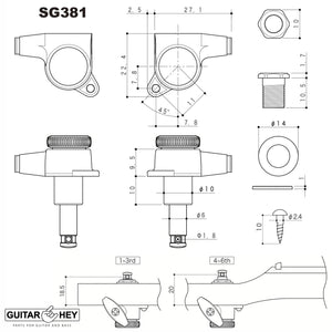 NEW Gotoh SG381-07 MGT 6 In-Line Set Locking Tuning Keys LEFT-HANDED - BLACK