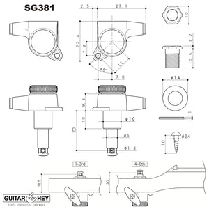 NEW Gotoh SG381-05 MGT Locking Tuners 6 in line Set Mini Keys 16:1 - CHROME