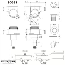 Load image into Gallery viewer, NEW Gotoh SG381-05P1 MGTB Locking Tuners Set 6 in Line OVAL PEARL Buttons, BLACK
