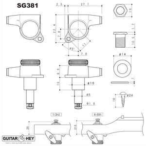 NEW Gotoh SG381 MGT 6 in Line EX LONG Staggered Set Left-Handed ESP/LTD - CHROME