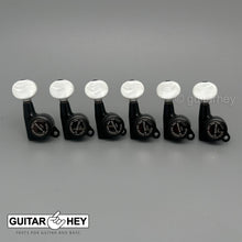 Load image into Gallery viewer, NEW Gotoh SG381-05P1 MGTB Locking Tuners Set 6 in Line OVAL PEARL Buttons, BLACK