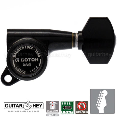 NEW Gotoh SG381-07 MGTB Locking Tuners Set 6 in line Right Handed - BLACK