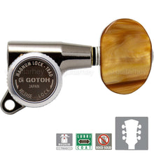 Load image into Gallery viewer, NEW Gotoh SG381-P2 MGT Locking Tuners L3+R3 LARGE AMBER Buttons 3x3 COSMO BLACK