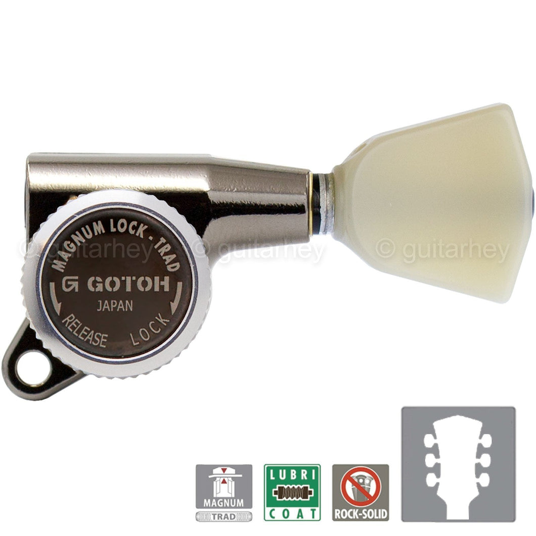 NEW Gotoh SG381-P4N MGT Locking Keys w/ Keystone Buttons Set 3x3 - COSMO BLACK