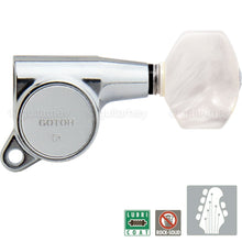 Carregar imagem no visualizador da galeria, NEW Gotoh SG381 L4+R2 Set Mini Tuners w/ PEARLOID Buttons 4x2 - CHROME
