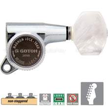 Load image into Gallery viewer, NEW Gotoh SG381-P7 MGT 6 in Line NON-STAGGERED Set Locking Tuners Pearl - CHROME