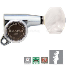 Load image into Gallery viewer, NEW Gotoh SG381-P7 MGT 6 In-Line Locking Tuners w/ PEARLOID Buttons - CHROME