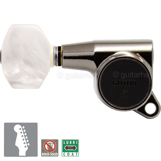 NEW Gotoh SG381-P7 Set 6 in line w/ PEARLOID Buttons LEFT HANDED - COSMO BLACK