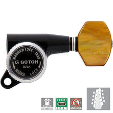 Load image into Gallery viewer, NEW Gotoh SG381-P8 MGT Locking Tuners Amber Buttons 8-String Set 4x4 - BLACK