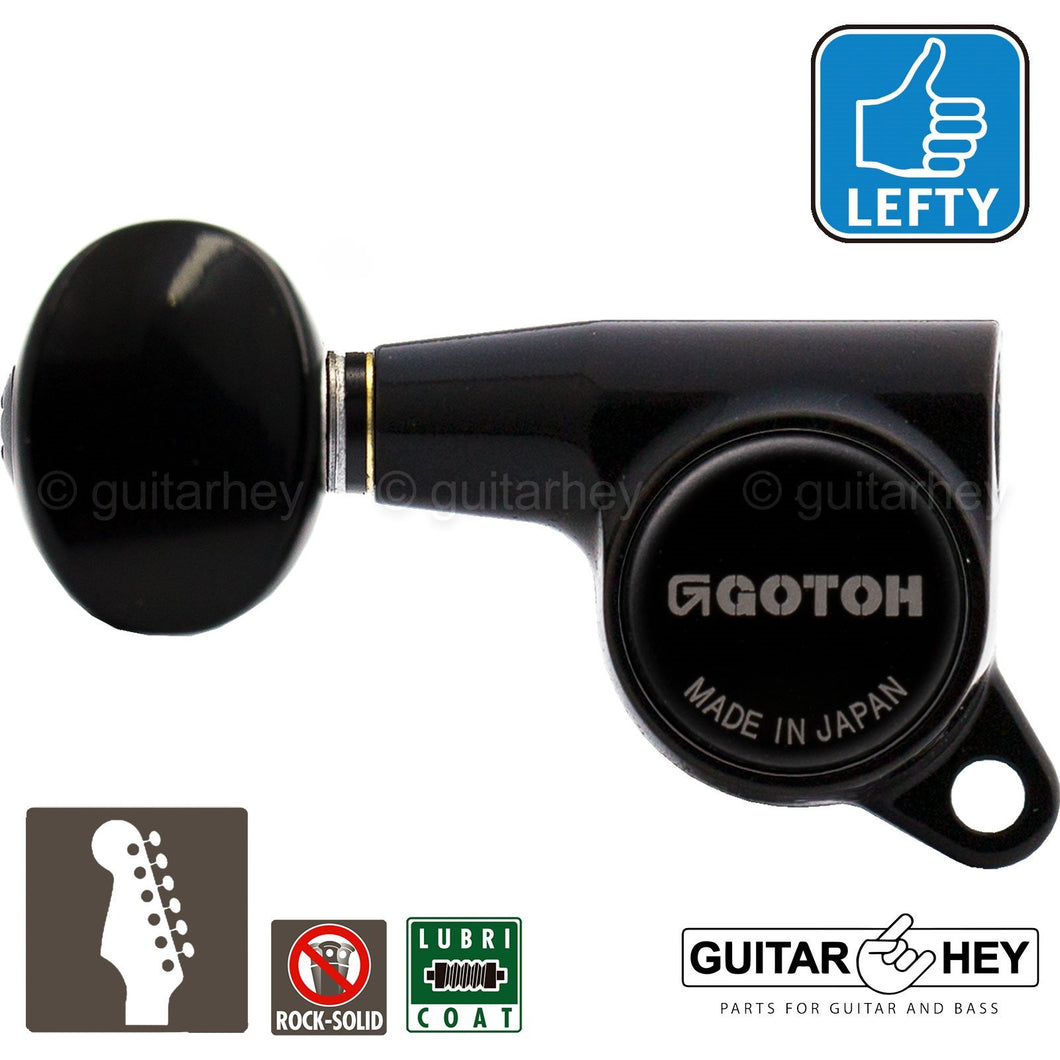 NEW Gotoh SG381-05 LEFTY HAND 6-In-Line Mini Tuning Keys Left-Handed 16:1- BLACK