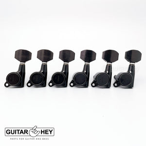 NEW Gotoh SG381-EN07 Set 6 in Line Mini Tuners EBONY Buttons LEFT-HANDED - BLACK
