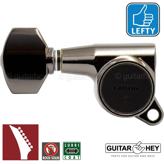 NEW Gotoh SG381-07 Set 7 in line Tuners Keys w/ Screws LEFT HANDED - COSMO BLACK