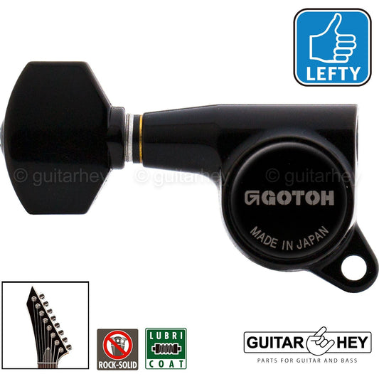 NEW Gotoh SG381-07 Guitar Tuners 8-STRING In-Line Set Lefty/Reverse - BLACK