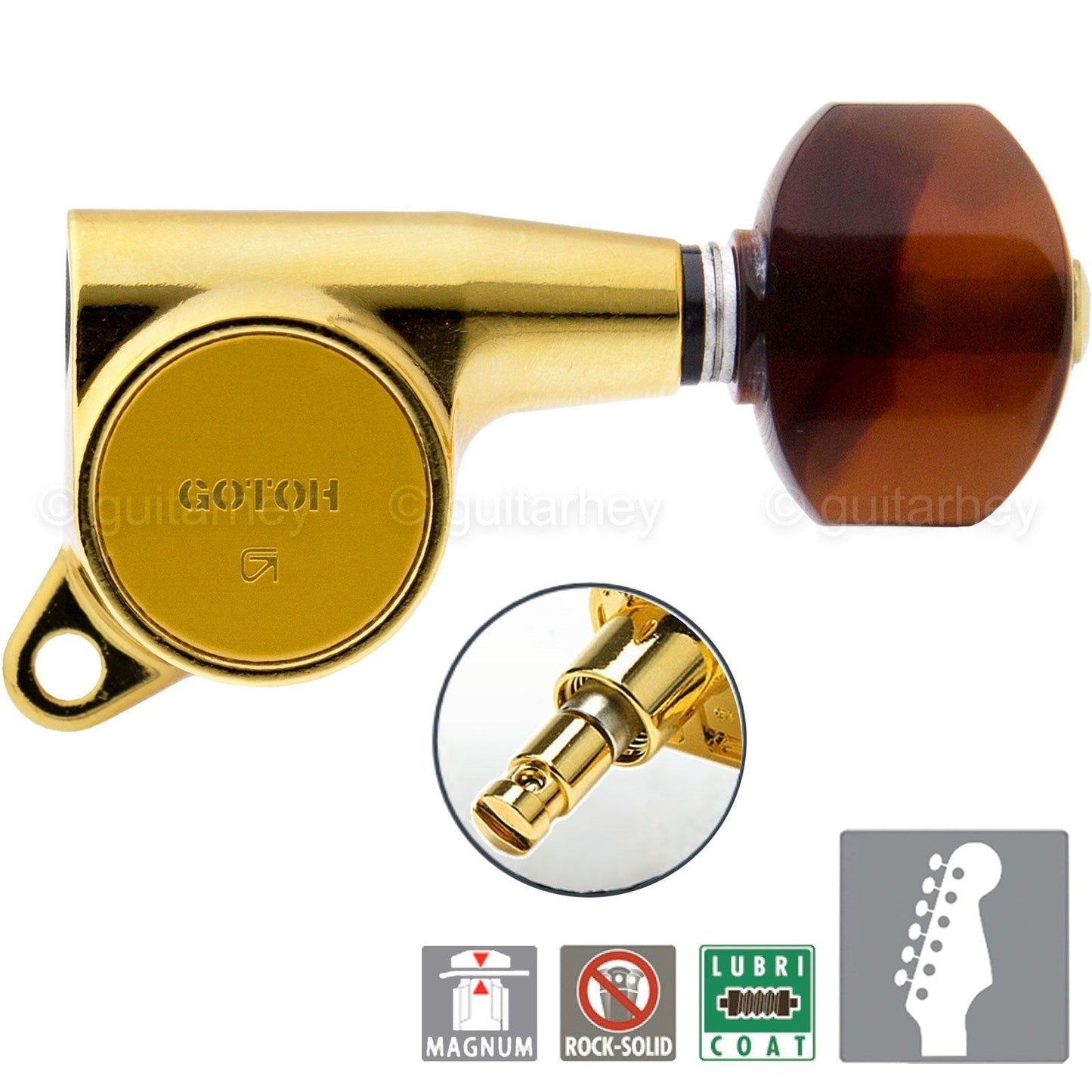 NEW Gotoh SG381 MG Magnum Locking 6 in Line TORTOISE Buttons Right Handed - GOLD