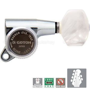 NEW Gotoh SG381-P7 MGT L4+R2 Set Mini Locking Tuners PEARL Buttons 4x2 - CHROME